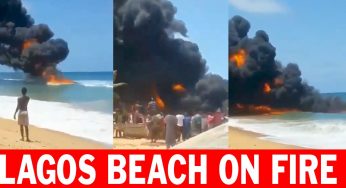 Lagos beach on fire (VIDEO)