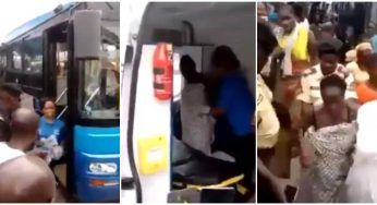 Reactions as woman gives birth in public bus in Lagos