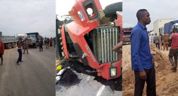 BREAKING: Protest rocks Lagos-Ibadan expressway as truck hits stray cows (PHOTOS)