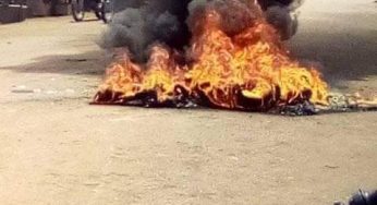 BREAKING: Angry mob sets suspected motorcycle thief ablaze in Makurdi