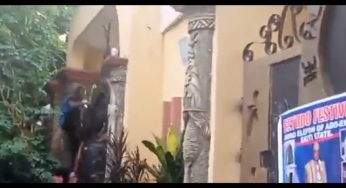 Moment Sunday Igboho jumped over fence after Ewi of Ado-Ekiti denied them entrance into palace (Video)