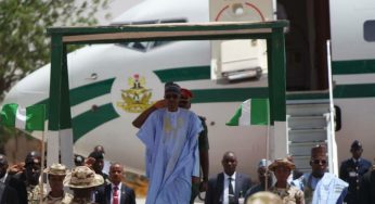 BREAKING: Tight security as Buhari, service chiefs arrive Maiduguri