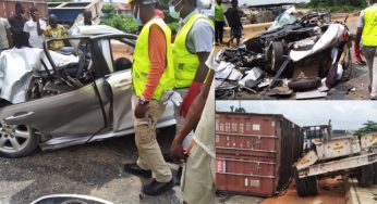 One killed, another injured as container falls on vehicle on Otedola Bridge 