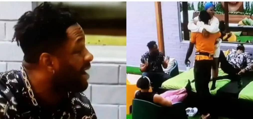 BBNaija 2021: Cross reveals what happened in the bathroom with Angel   