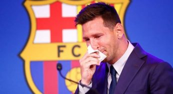 PHOTOS: Messi breaks down in tears during final Barcelona press conference