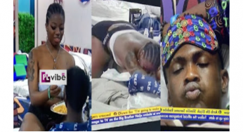 BBNaija season 6: Housemates react as drunk Angel seductively spoon feed Yousef after rejecting Sammie ( Video)