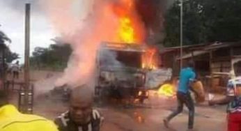 Biafra: IPOB burns down trailer loaded with motorcycle spare parts over sit-at-home order in Nsukka