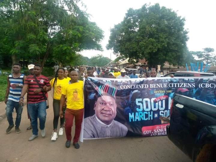 BREAKING: 500 man march in solidarity with Gov Ortom hits Benue