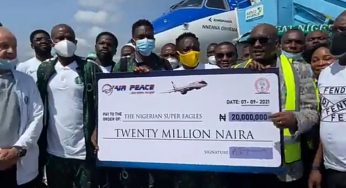 Super Eagles vs Cape Verde: Air Peace boss gives 20 million cheque to the Super Eagles