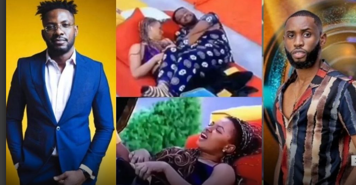 BBNaija: ‘Be careful’ – Emmanuel warns after he caught Cross cuddling Liquorose aggressively (Video)