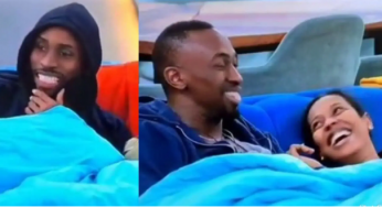 BBNaija: Shock as Emmanuel catches Nini caressing Saga’s ‘manhood’ under the duvet (VIDEO)