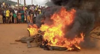 Angry residents set 3 suspected robbers on fire in Imo