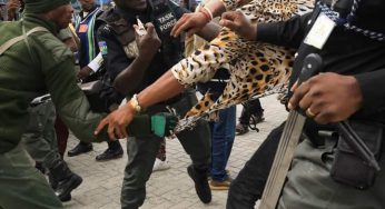 BREAKING: End SARS anniversary: Police arrest youth with charms, cutlass during protest in Lagos (Photos)