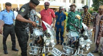 Security: Oche donates 2 motorcycles to police in Ado LGA