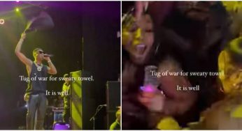 Drama as ladies fight dirty over Wizkid’s sweaty towel during concert (Video)