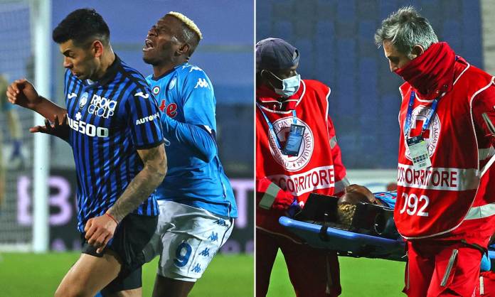Napoli vs Inter Milan: Victor Osimhen rushed to the hospital after facial injury (Photos)