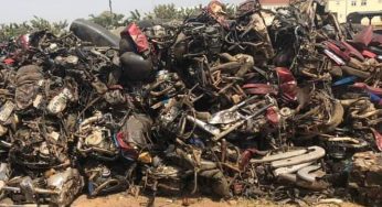 VIO crush over 1,500 seized motorcycles in Abuja