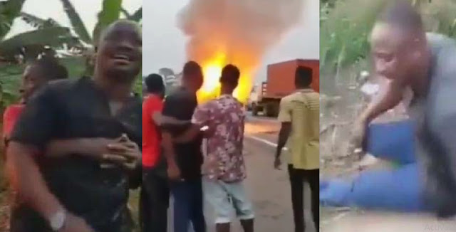 ‘I’m dead’ – Man cries uncontrollably as car he borrowed catches fire on the road (Video)