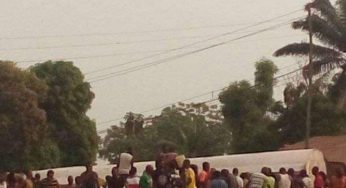 Explosion looms in Benue as youths scoop fuel from fallen tanker