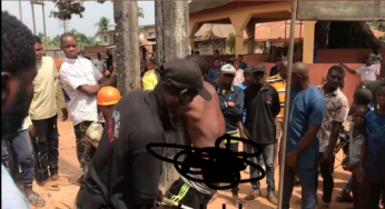Young man addicted to mkpuru mmiri caught while trying to set mum on fire in Abia  (Video)