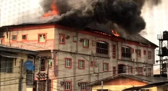 BREAKING: Lagos: Fire guts three-storey building in Surulere