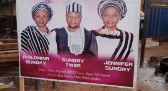Sunday Twer: Benue man set to marry two women same day