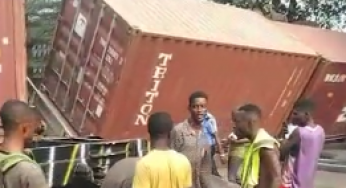 Train crushes container-laden truck in Lagos