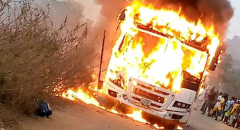 IBB University students cheat death as school bus catches fire in Kogi