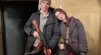 Ukrainian couple takes up arms to defend their nation 24 hours after wedding