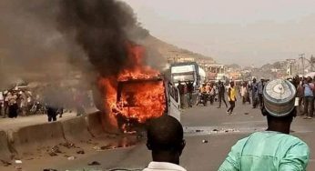 Two dead, 14 injured as fire guts commercial bus in Kogi