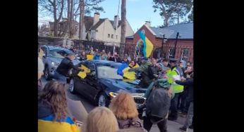 Angry crowd attacks Russian ambassador’s car in Dublin after Ukraine invasion