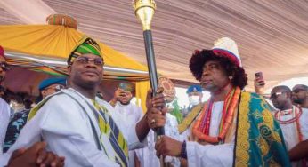 Gov. Yahaya Bello presents staff of office to new Attah Igala, Opaouwa Oguche