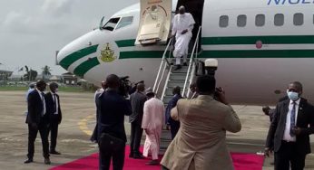 Buhari arrives Lagos to commission Dangote Fertiliser Plant