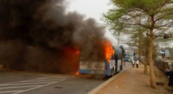 Fire guts BRT in Lagos (Photos)