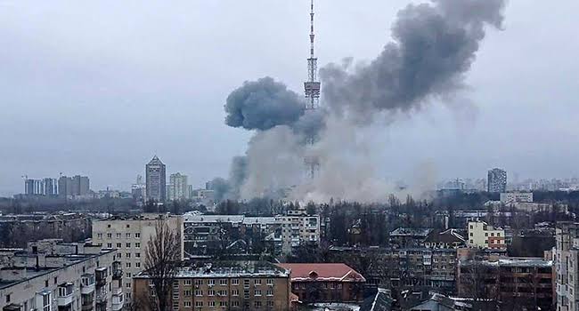 Russian strike hits Kyiv television tower, cuts broadcasts