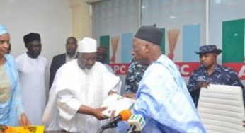 APC national chairman, Abudullahi Adamu receives Certificate of Return