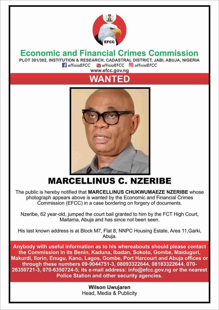BREAKING: Marcellinus Nzeribe declared wanted by the EFCC