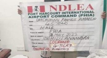 Ex-convict, Okechukwu Amaechi returns to Nigeria with 4.56kg of cocaine