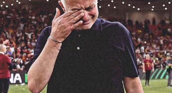 Jose Mourinho in tears after receiving conference league winners medal