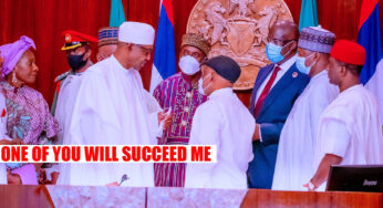 One of you will succeed me as president – Buhari to Amaechi, Akpabio, others (Video)