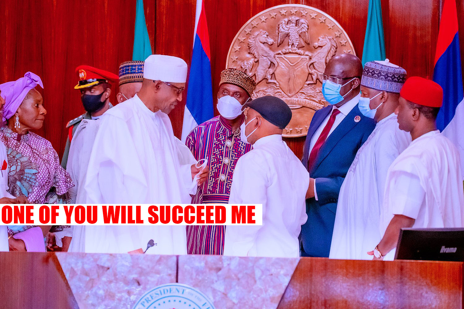 One of you will succeed me as president – Buhari to Amaechi, Akpabio, others (Video)