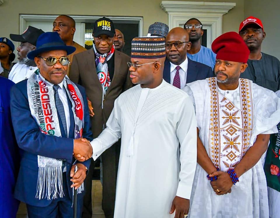 PHOTO NEWS: Yahaya Bello receives Gov Wike in Kogi