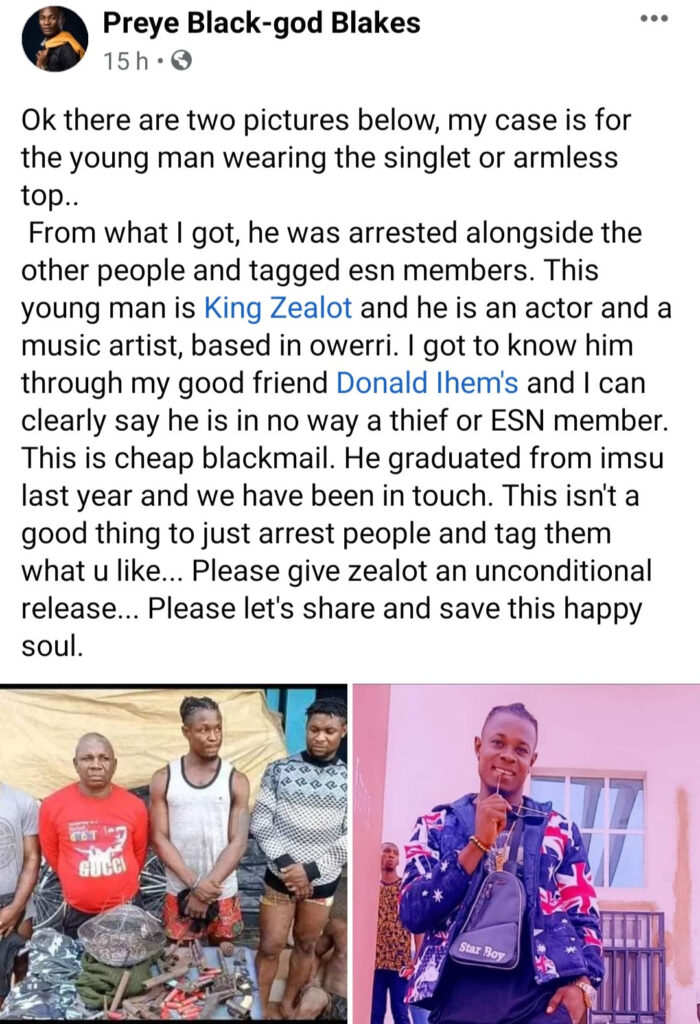 Actor And Musician, King Zealot Arrested In Imo, Paraded As ESN Operative [Photos]