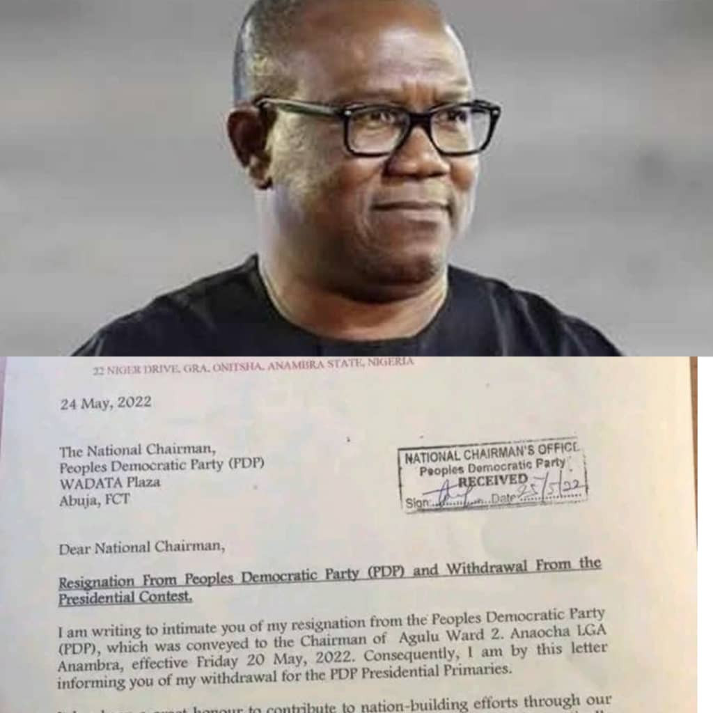Read full text of Peter Obi’s resignation letter from PDP