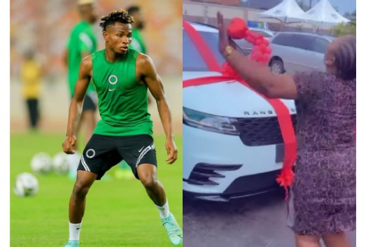 Super Eagles player, Samuel Chukwueze buys his mum car for her birthday