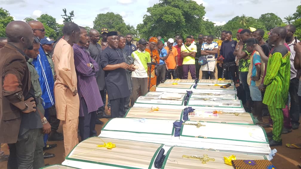 Abba Moro moved to tears as victims of Edumoga attack are laid to rest (Video)