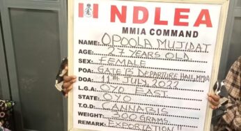 NDLEA arrests 27-year-old drug queen, Opoola Mujidat in Lagos