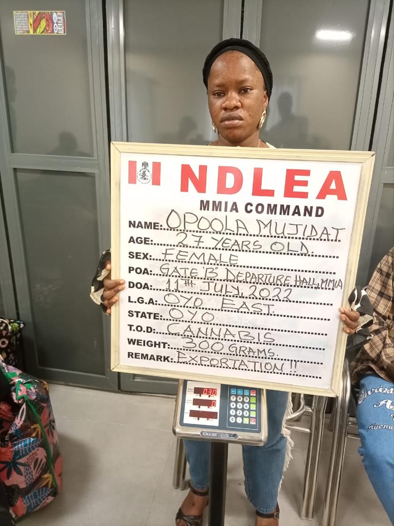 NDLEA arrests 27-year-old drug queen, Opoola Mujidat in Lagos