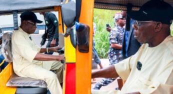 Obasanjo turns Keke rider, offers free ride to people (Video)