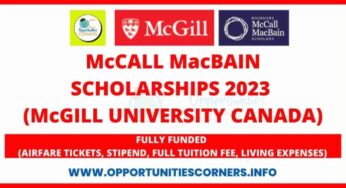 Fully funded McCall MacBain Scholarships 2023 in Canada